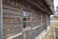 old wooden farmhouse with a thatched roof Royalty Free Stock Photo