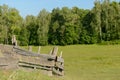 Old wooden fence on the background of the forest Royalty Free Stock Photo