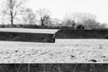 Old wooden fence with broken plank piece Royalty Free Stock Photo