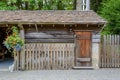 Old wooden fence with flowers Royalty Free Stock Photo