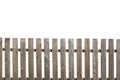 old wooden fence isolated on a white background. village hedge Royalty Free Stock Photo