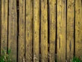 Old wooden fence made of boards painted with yellow paint Royalty Free Stock Photo