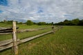 Old wooden fence in meadow