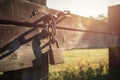 Old wooden fence with old padlock. Generate Ai Royalty Free Stock Photo