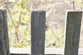 Old wooden fence and a rusty nail sticking out Royalty Free Stock Photo