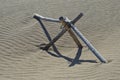 A old wooden fence under the sand Royalty Free Stock Photo