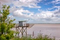 Old wooden fisher cabin on Gironde estuary France