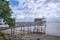 Old wooden fisher cabin on Gironde estuary, France