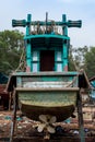 Old wooden fishing boat in dry dock, Royalty Free Stock Photo