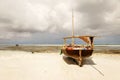 Old wooden fishing boat on shores of the Indian Ocean