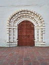 Old wooden floral carving door inside Astrakhan Kremlin Royalty Free Stock Photo