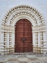 Old wooden floral carving door inside Astrakhan Kremlin