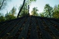 Old wooden font in the forest in autumn Royalty Free Stock Photo