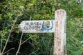 Wooden Footpath Sign for Hurst Clough (Woodland Walk)