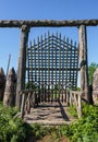 old wooden fortification wall of the fort Royalty Free Stock Photo