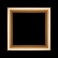 Old wooden frame isolated on black background. Royalty Free Stock Photo