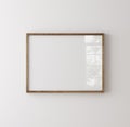 Old wooden frame mockup close up on white wall