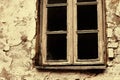 Old wooden frame window in old town building Royalty Free Stock Photo