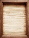 Old wooden frame on wood background.