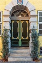 Old wooden front door in house. Luneburg. Germany