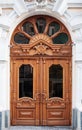 Old wooden Front Door of a Traditional European Town House Royalty Free Stock Photo