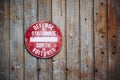 Wooden garage door with no parking text in French \