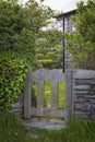 Old wooden gate in stone fence in Shirken Island, Ireland Royalty Free Stock Photo