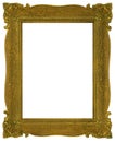 Old wooden gilded rectangle Frame on white background