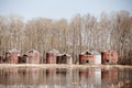 Old wooden grain bins Royalty Free Stock Photo