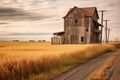 old wooden grain elevator in rural landscape