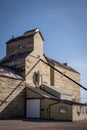 Old wooden grain elevator in the town of Skiff