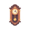 Old wooden grandfather clock flat icon. Antique furniture icon Royalty Free Stock Photo