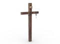 Old wooden grave cross on the background 3d-rendering