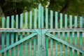 Old  wooden green gate to the courtyard Royalty Free Stock Photo