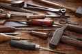 Old wooden handled woodworking tools