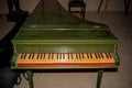 Old Wooden Harpsichord in Medieval Castle in Italy