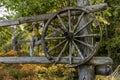 Old wooden horse cart wheel Royalty Free Stock Photo