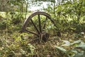 Old wooden horse cart wheel. Royalty Free Stock Photo