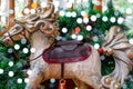 An old wooden toy horse, christmas decoration Royalty Free Stock Photo