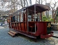 Old wooden horse-drawn tram in Tbilisi converted into a shop Royalty Free Stock Photo