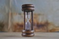 Old hourglass instrument measuring time on a light background