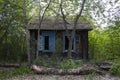 An old wooden house abandoned in the forest Royalty Free Stock Photo