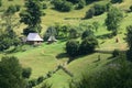 Old wooden house in Carpathian Mountains, summer Royalty Free Stock Photo