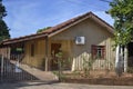 Old wooden house, with area and air conditioning in an inland city of Sao Paulo, Brazil Royalty Free Stock Photo