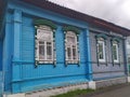 Old wooden house in Kineshma, Russian town on Volga river. Royalty Free Stock Photo