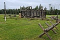 The old wooden house reminds of the brutality and destruction of the war Royalty Free Stock Photo