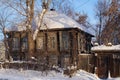 Old wooden house, a resident of Izhevsk Royalty Free Stock Photo