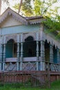 Old wooden house. Retro architecture. Facade. Village vintage.