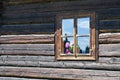 Old wooden house wall and window Royalty Free Stock Photo