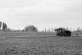 Old wooden house in wide field Royalty Free Stock Photo